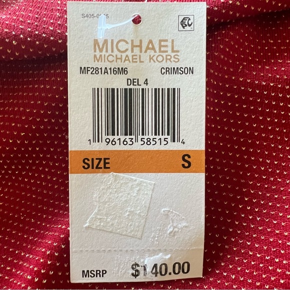 NWT $140 Michael Kors Red Dress Small Gold Metallic Faux-Wrap Crimson - Picture 11 of 15